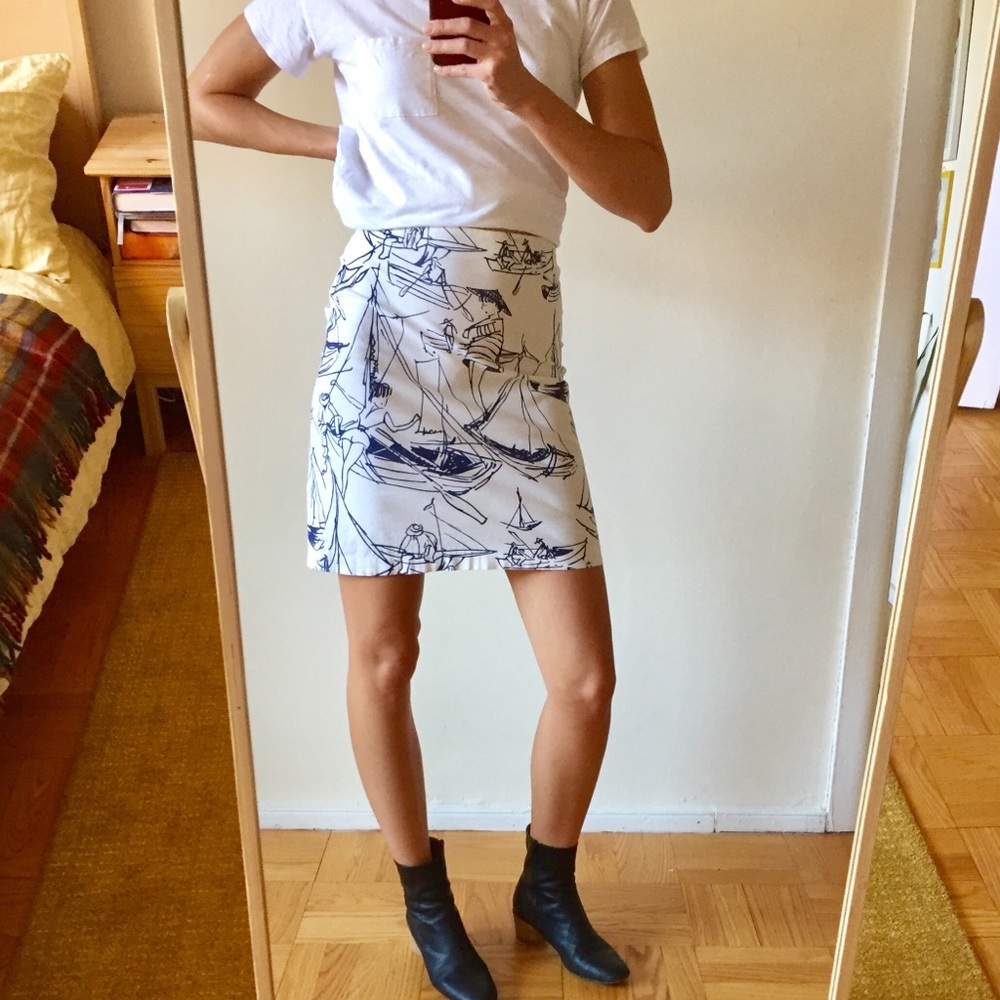 Cotton Sailing Print Skirt
